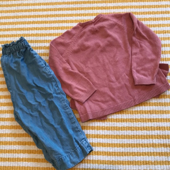 Cozy Zara set size 2-3 sweater and chambray pant - Picture 7 of 7